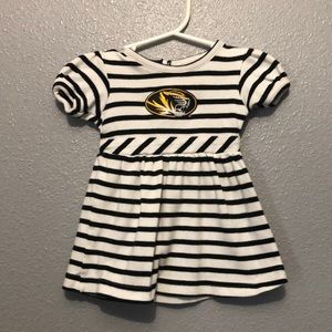 Missouri Tigers Newborn baby girl dress black white striped with mascot team EUC